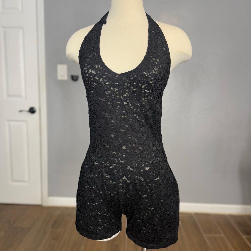 IHeartRaves VIP Behavior Lace Romper, Black, XL